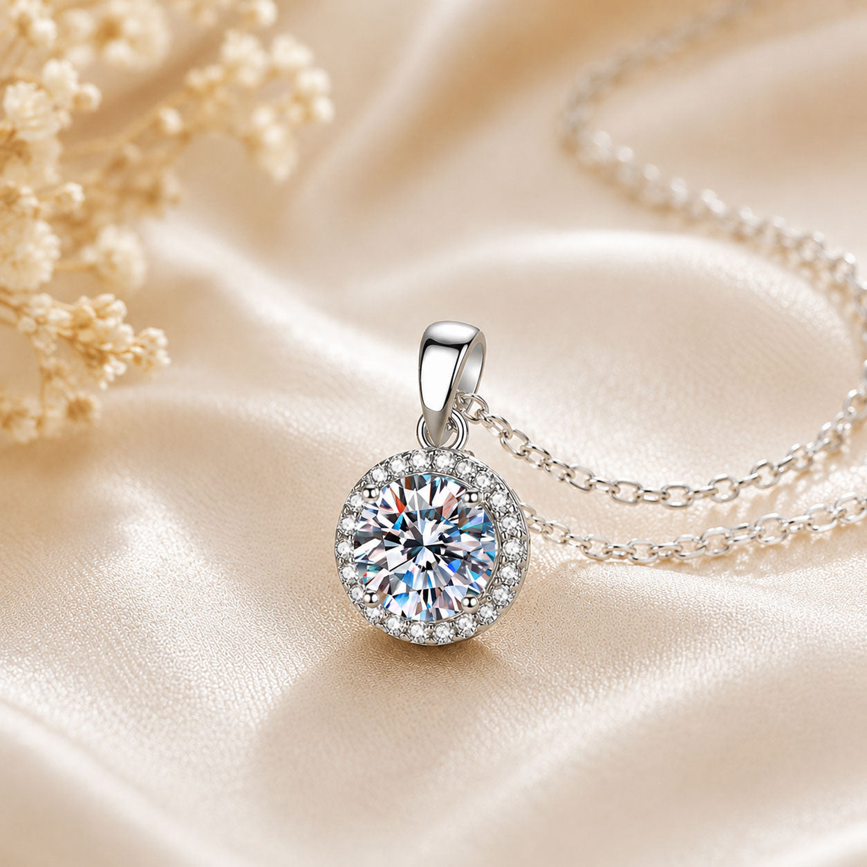 Brilliant Halo Lab Diamond Necklace