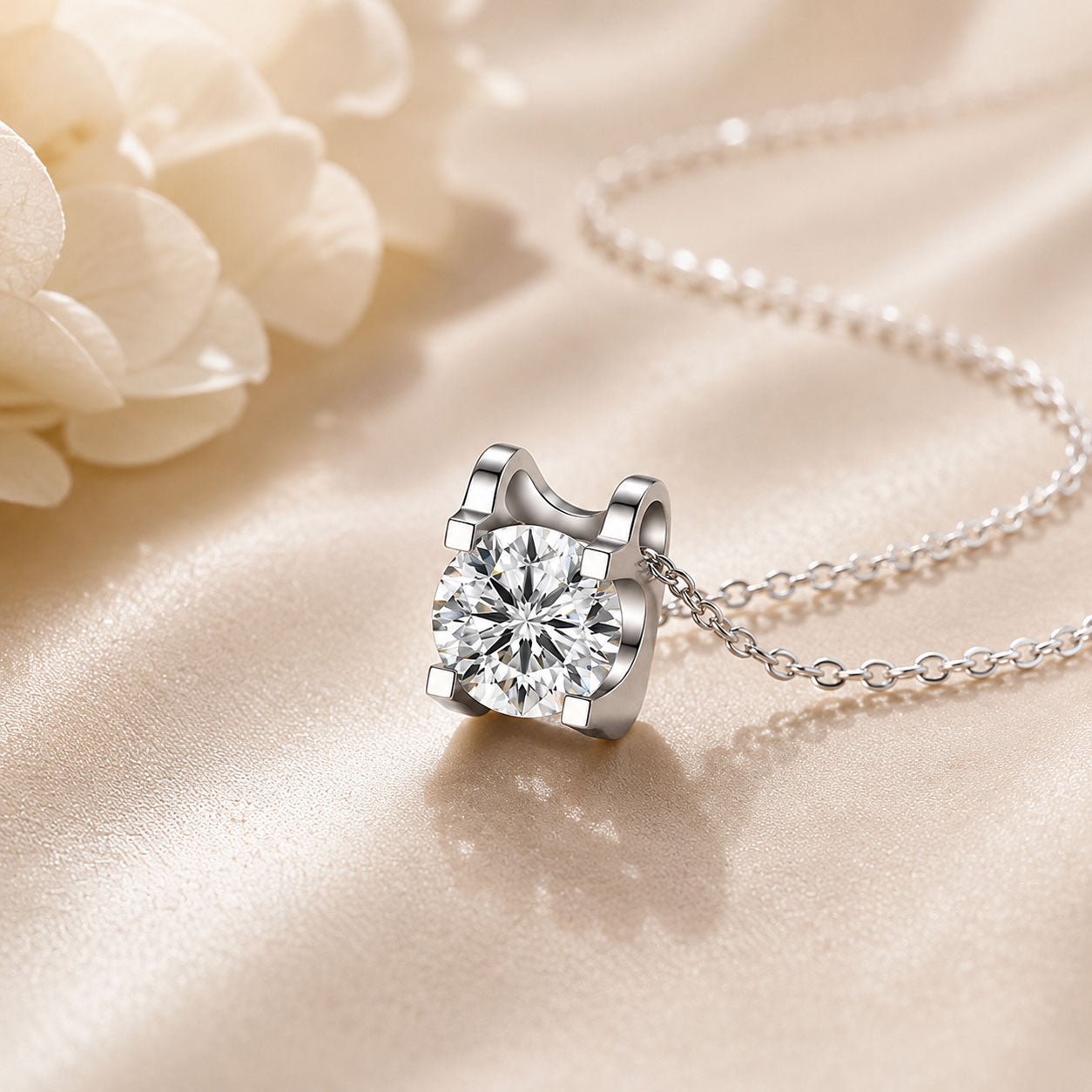Floating Solitaire Lab Diamond Necklace