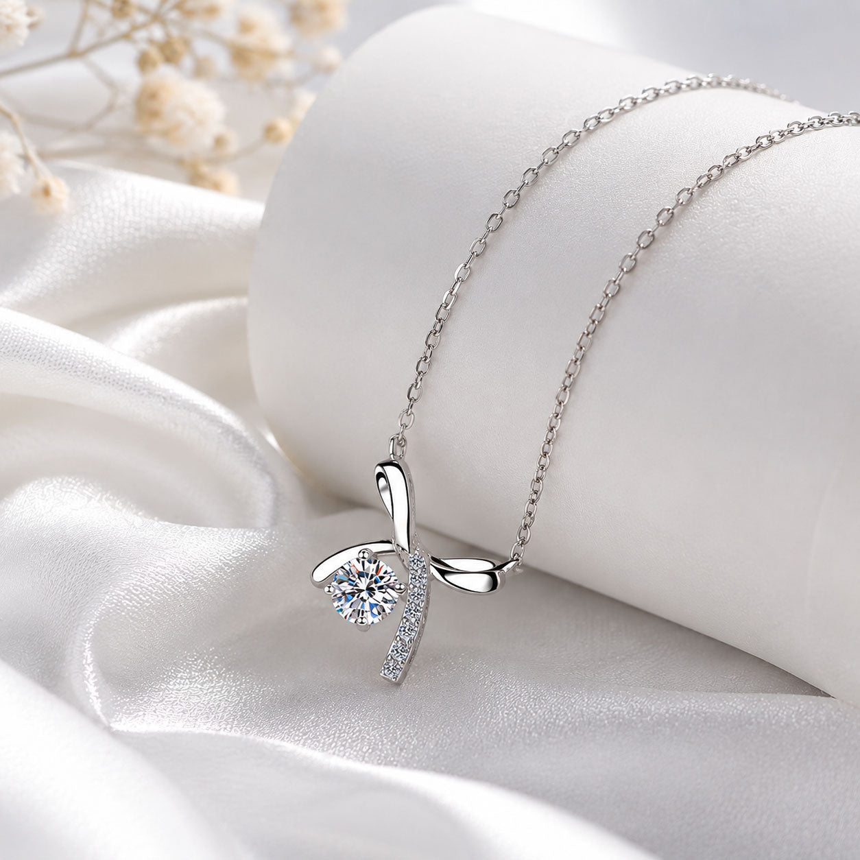 Lab-Grown Diamond Bow Necklace