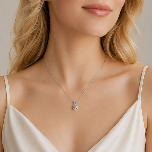 Lab Diamond Bunny Ear Pendant Necklace