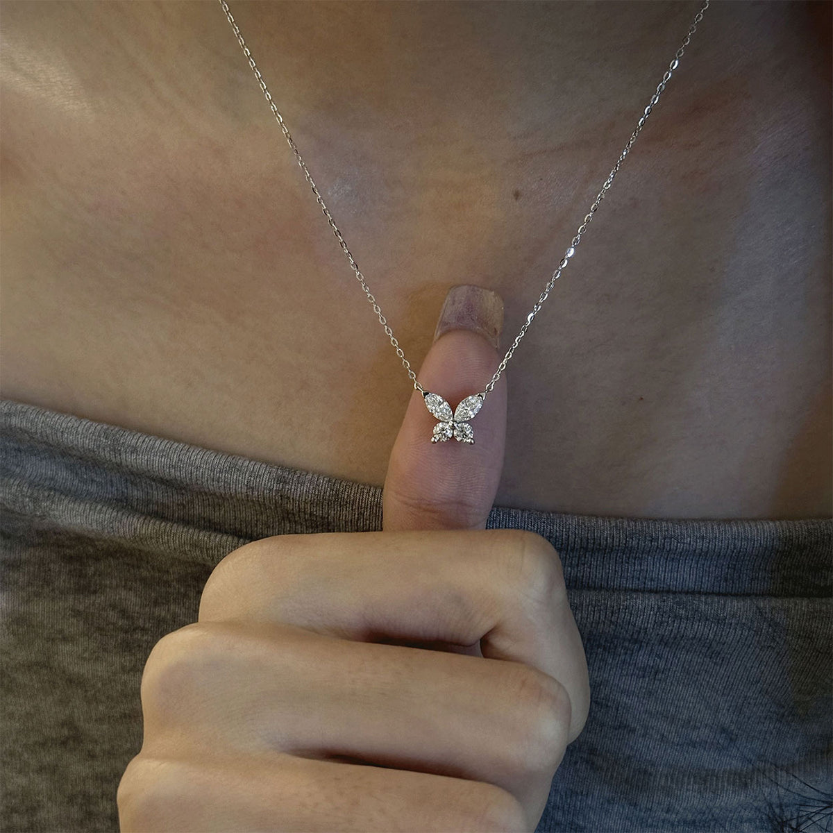 Butterfly Lab Grown Diamond Necklace