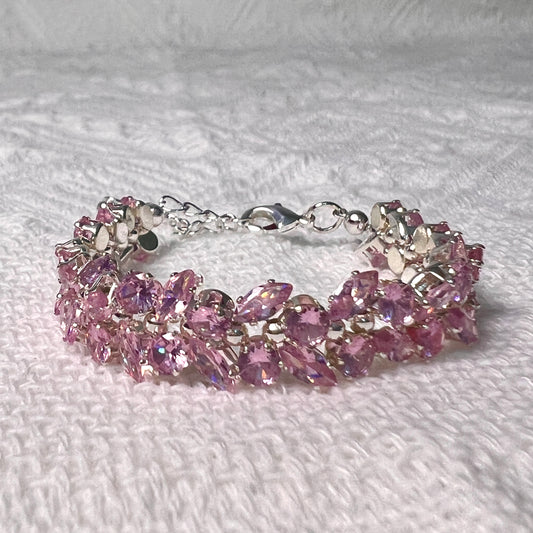 Elegant Rose Blossom Gemstone Bracelet Perfect Gift for Her