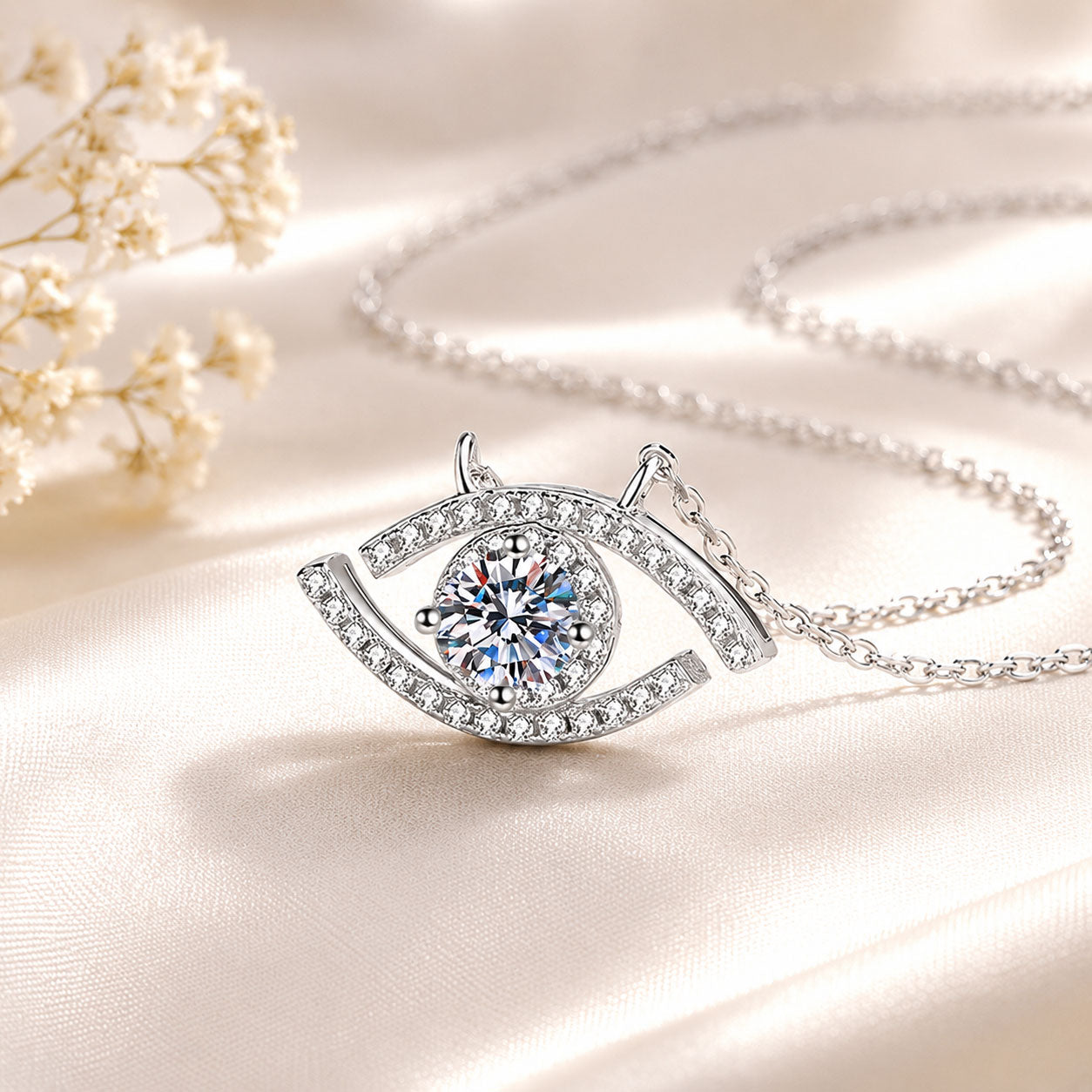 Eternal Spark Evil Eye Lab Diamond Necklace