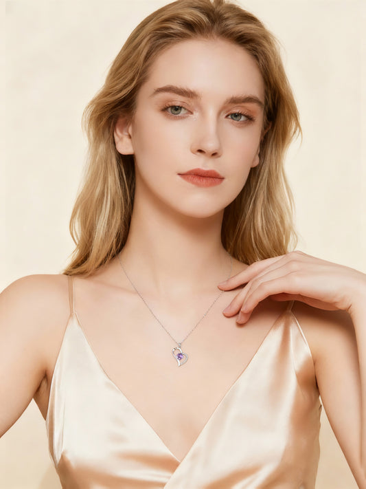 Flowing Heart Colored Gemstone S925 Necklace