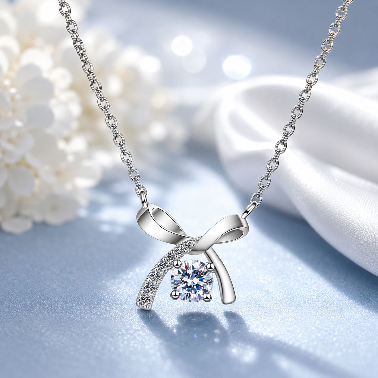 Lab-Grown Diamond Bow Necklace