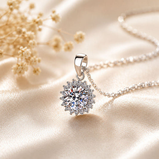 Lab-Grown Diamond Halo Necklace