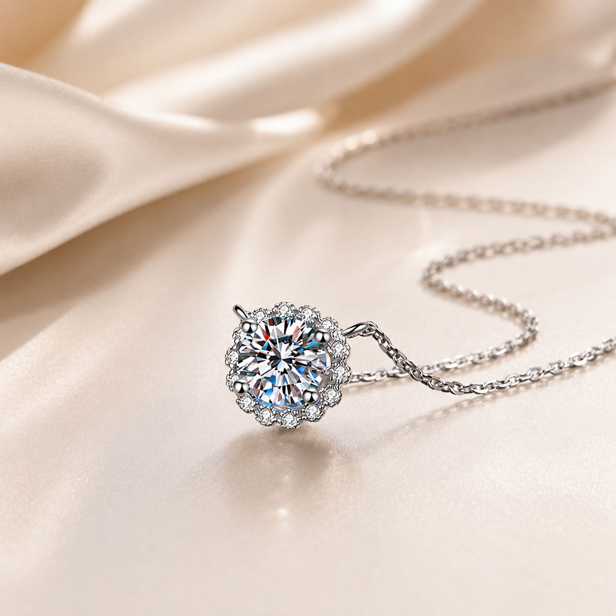 Lab-Grown Diamond Halo Necklace