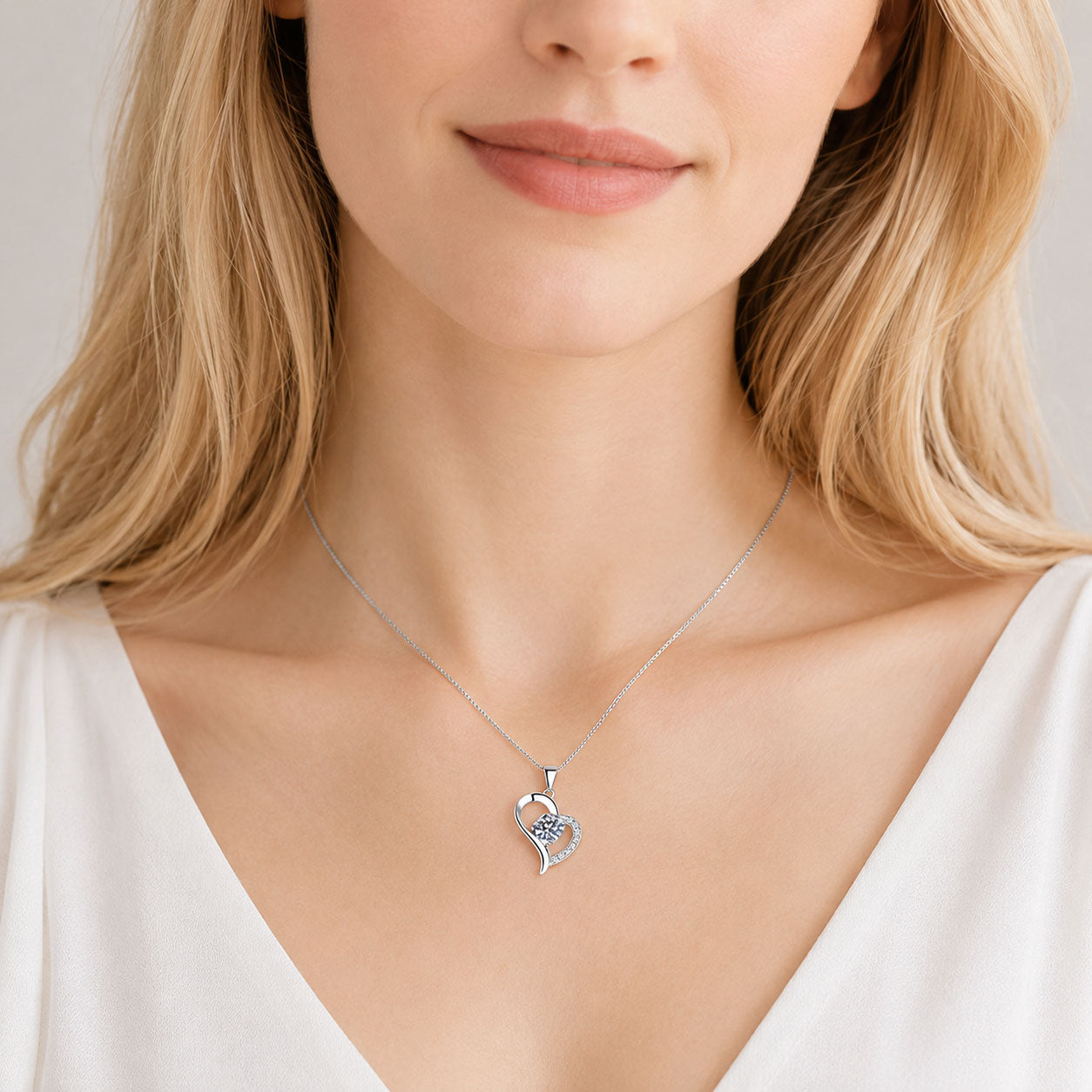 Lab Diamond Heart Pendant Necklace