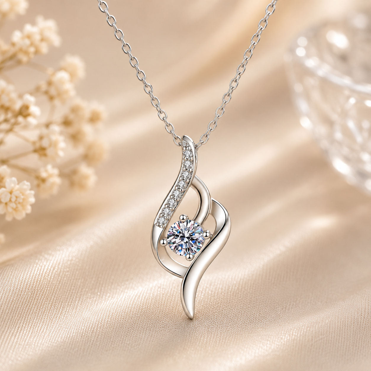 Lab Diamond Twist Pendant Necklace