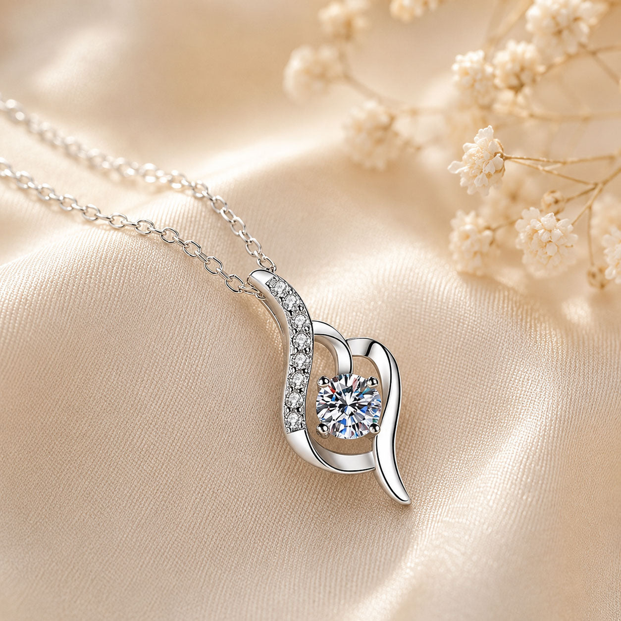 Lab Diamond Twist Pendant Necklace