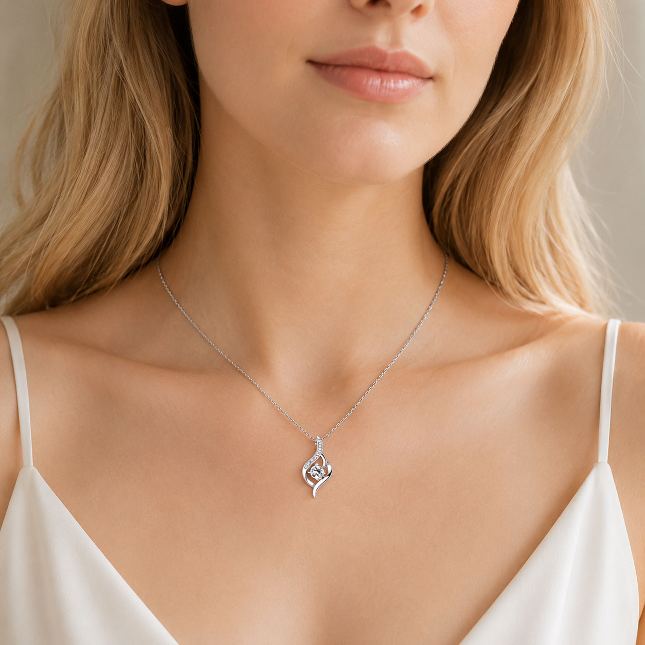 Lab Diamond Twist Pendant Necklace