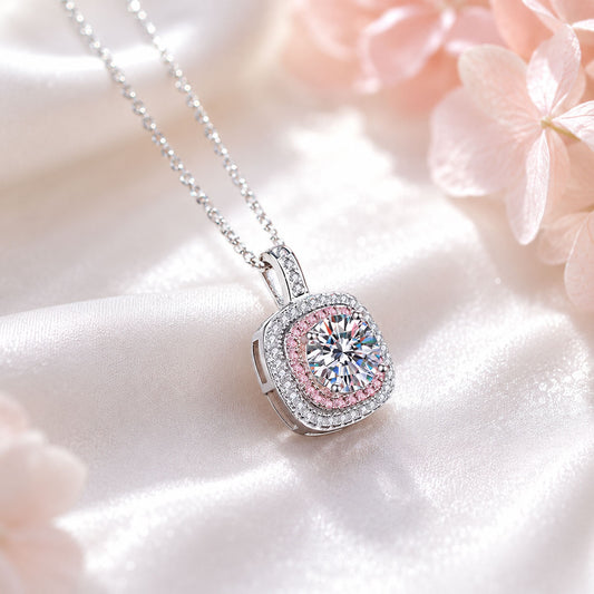 Pink Halo Lab-Grown Diamond Necklace