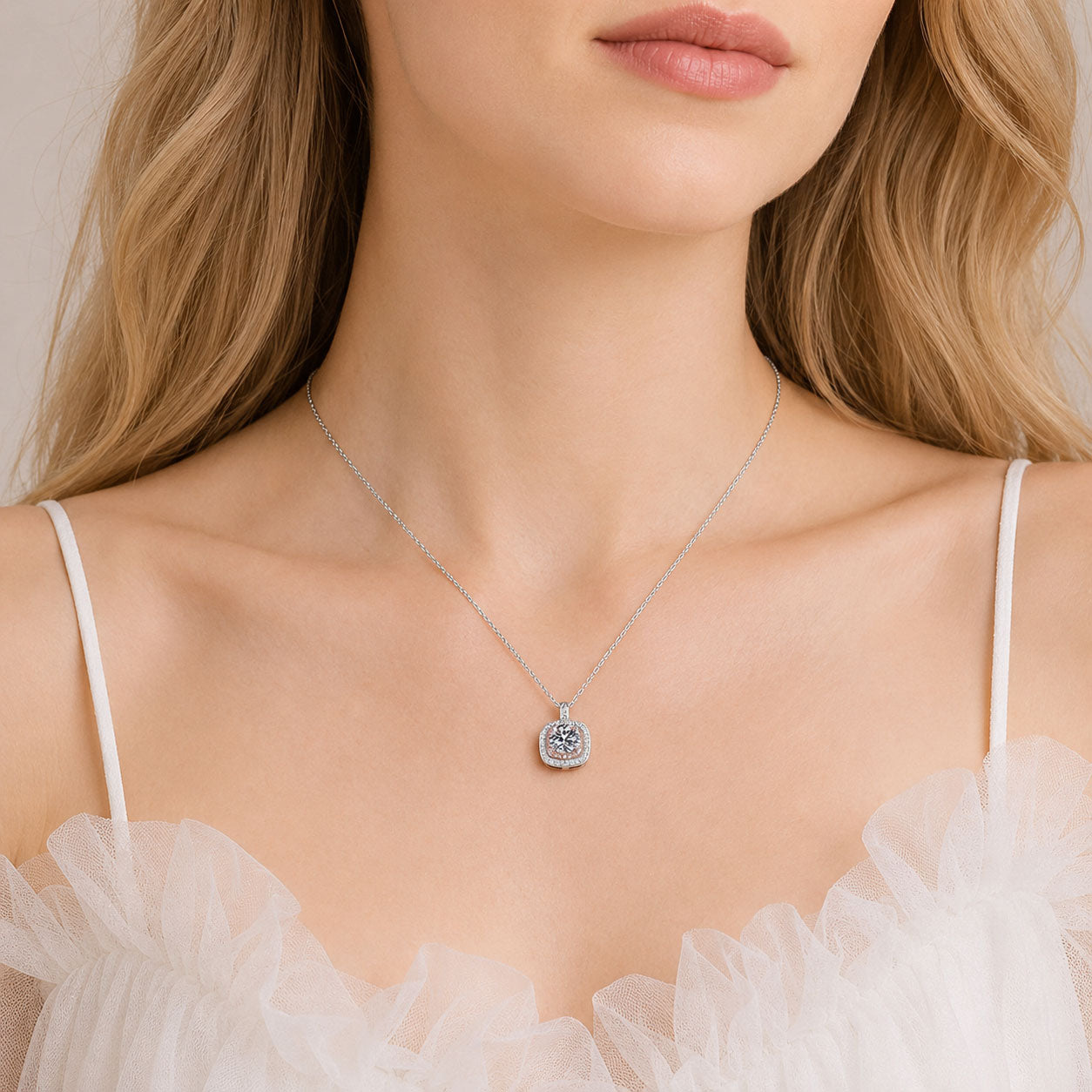 Pink Halo Lab-Grown Diamond Necklace