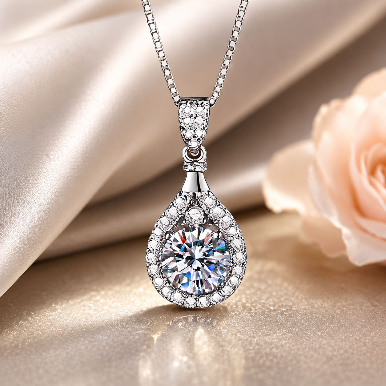 Radiant Water Drop Lab Diamond Necklace